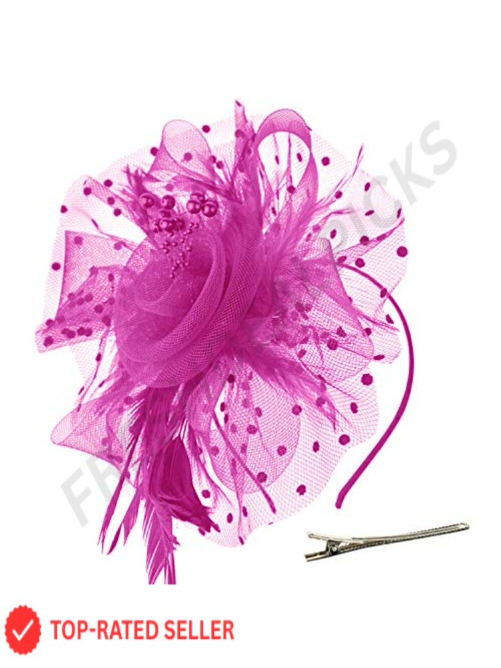 Vintage Fascinator Hat Feather Mesh Ribbon Headband Clip Tea Party Wedding Derby